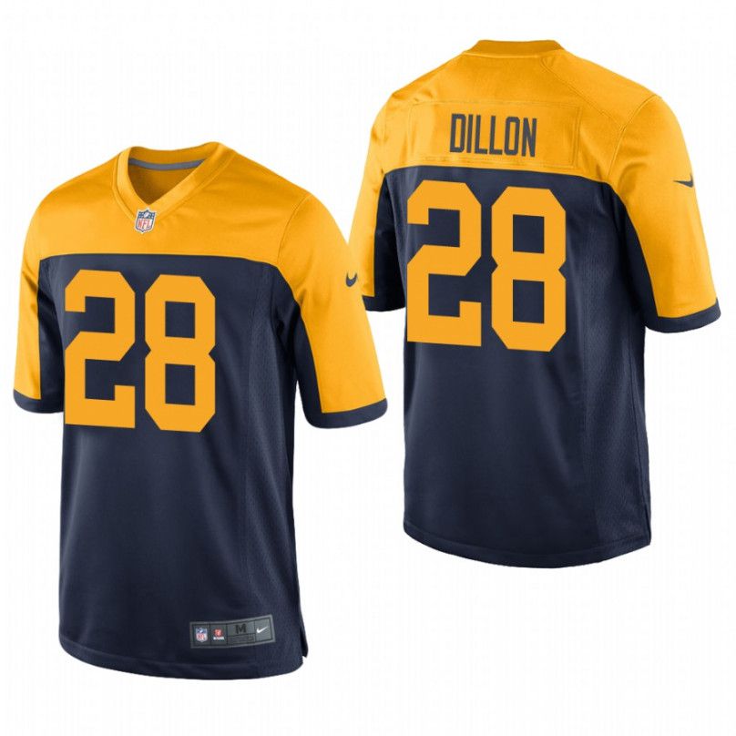 Men Green Bay Packers 28 AJ Dillon Nike Navy Blue Alternate Limited NFL Jersey
